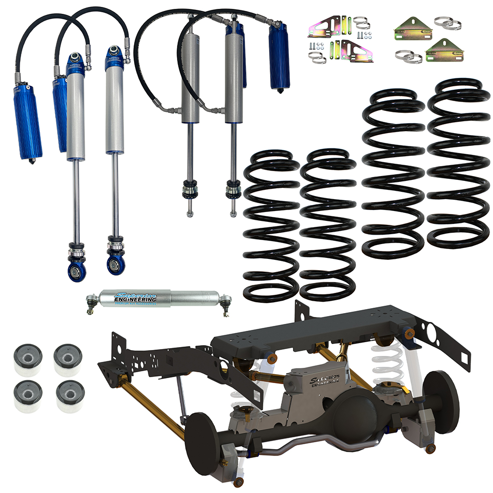 Superior Weld In Coil Conversion VSB14 Street Legal 2 Inch (50mm) Lift Kit with STD Diff Housing w/2.5 Remote Reservoir Shocks (Front and Rear) Suitable For Toyota LandCruiser 79 Series (VSC Models) - SUP-RR25-79VCCW-2KIT